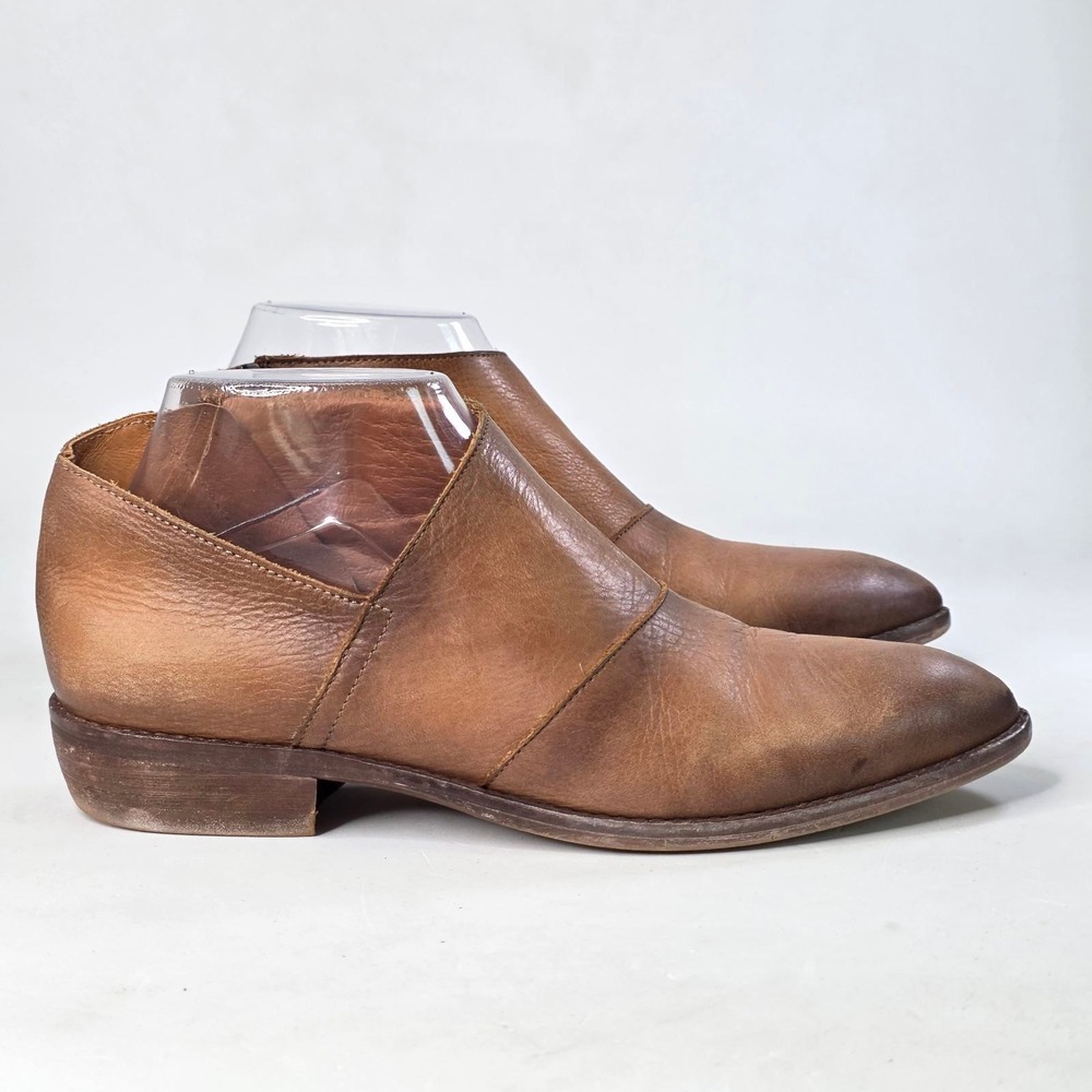 Veracruz Artisans Womens 7.5 Tan Brown Leather Pointed Toe Ankle Boots Zip Shoes